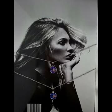 گردنبند میناکاری طرح گل و مروارید